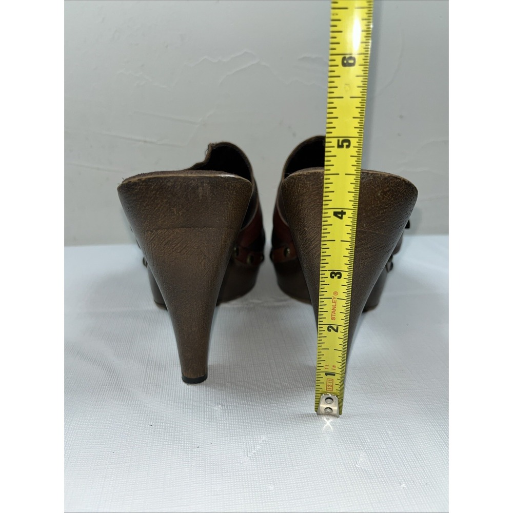 Vtg White Mt Womens 7.5M Cornelia Leather Studded Mules Clogs Brown 70s Y2K Boho - Picture 5 of 15